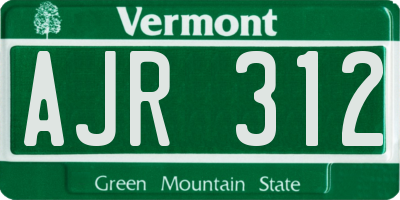 VT license plate AJR312