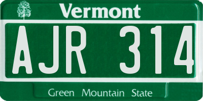 VT license plate AJR314