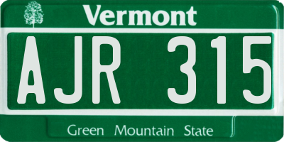 VT license plate AJR315