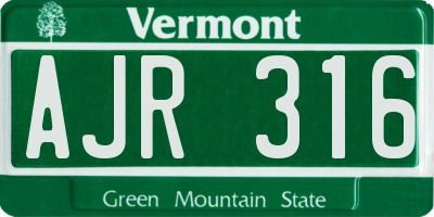 VT license plate AJR316
