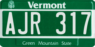 VT license plate AJR317