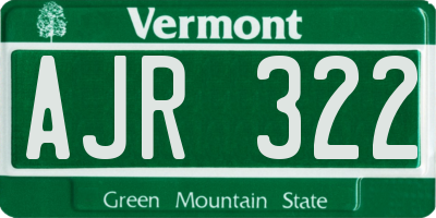 VT license plate AJR322