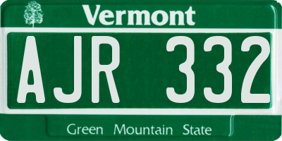 VT license plate AJR332