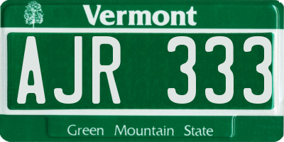 VT license plate AJR333