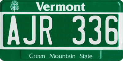 VT license plate AJR336