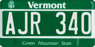 VT license plate AJR340