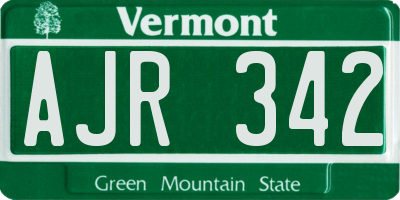 VT license plate AJR342