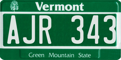 VT license plate AJR343