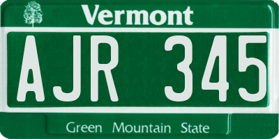 VT license plate AJR345