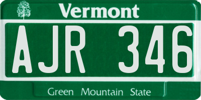 VT license plate AJR346