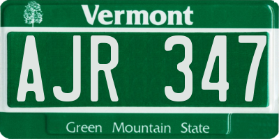 VT license plate AJR347