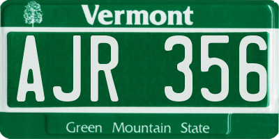 VT license plate AJR356