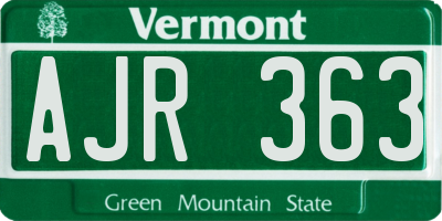 VT license plate AJR363