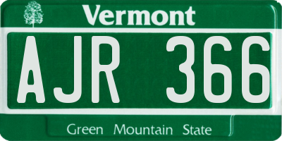VT license plate AJR366