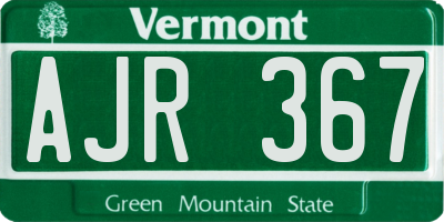 VT license plate AJR367