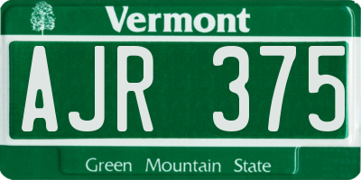 VT license plate AJR375