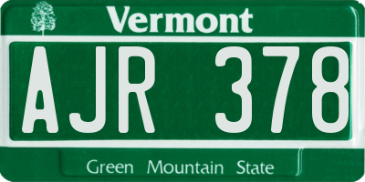 VT license plate AJR378