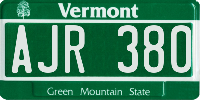 VT license plate AJR380