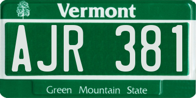 VT license plate AJR381