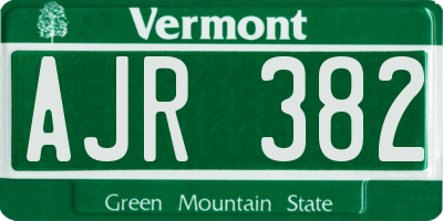 VT license plate AJR382