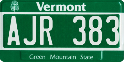 VT license plate AJR383