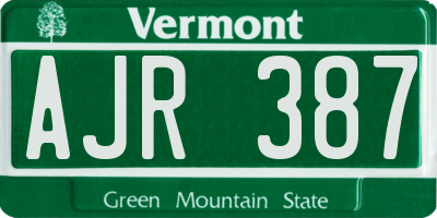 VT license plate AJR387