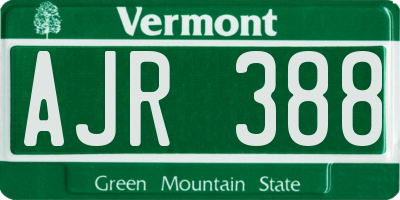 VT license plate AJR388