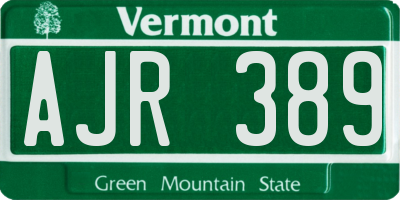 VT license plate AJR389