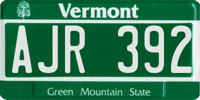 VT license plate AJR392