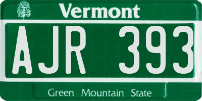 VT license plate AJR393