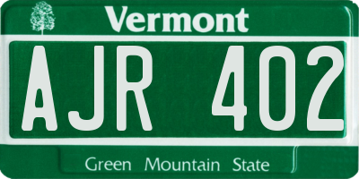 VT license plate AJR402