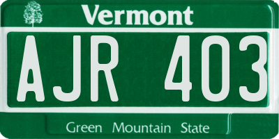 VT license plate AJR403