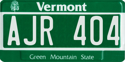 VT license plate AJR404
