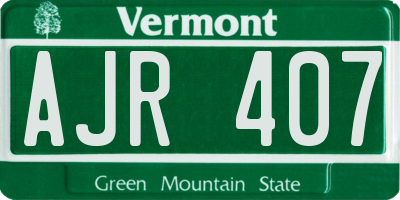 VT license plate AJR407