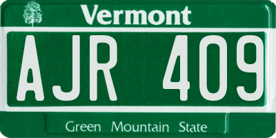 VT license plate AJR409