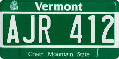 VT license plate AJR412