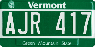 VT license plate AJR417