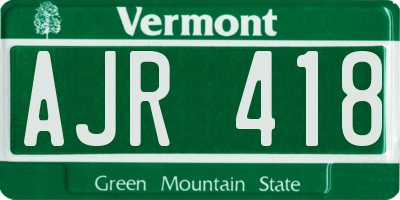 VT license plate AJR418