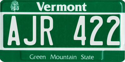 VT license plate AJR422