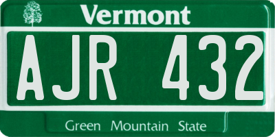 VT license plate AJR432