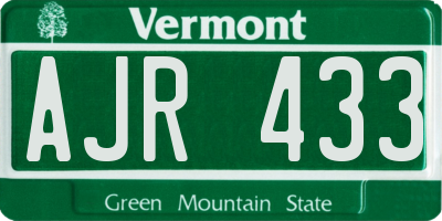 VT license plate AJR433