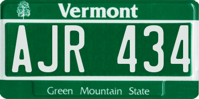 VT license plate AJR434