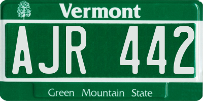 VT license plate AJR442