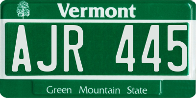 VT license plate AJR445