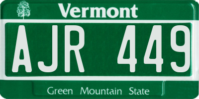 VT license plate AJR449
