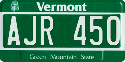 VT license plate AJR450