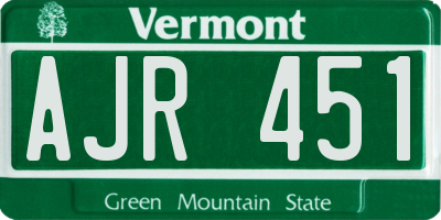 VT license plate AJR451