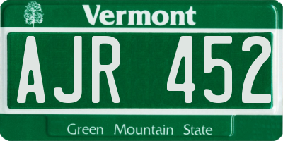 VT license plate AJR452