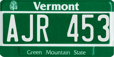 VT license plate AJR453