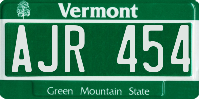 VT license plate AJR454
